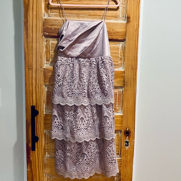 ASOS DESIGN tiered lace midi dress, satin top - Picture 1 of 4